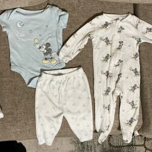 Disney Mickey Mouse Bodysuit /Pant and Sleeper Set EUC